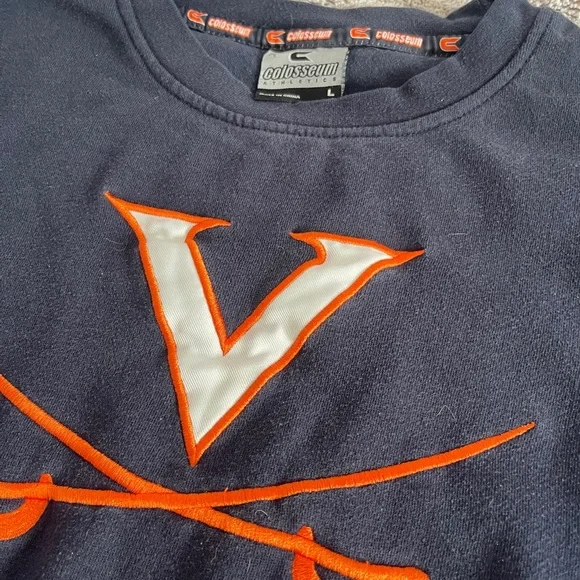 Colosseum Navy and Orange UVA Virginia Cavaliers Crewneck Sweater size Large - Picture 2 of 8